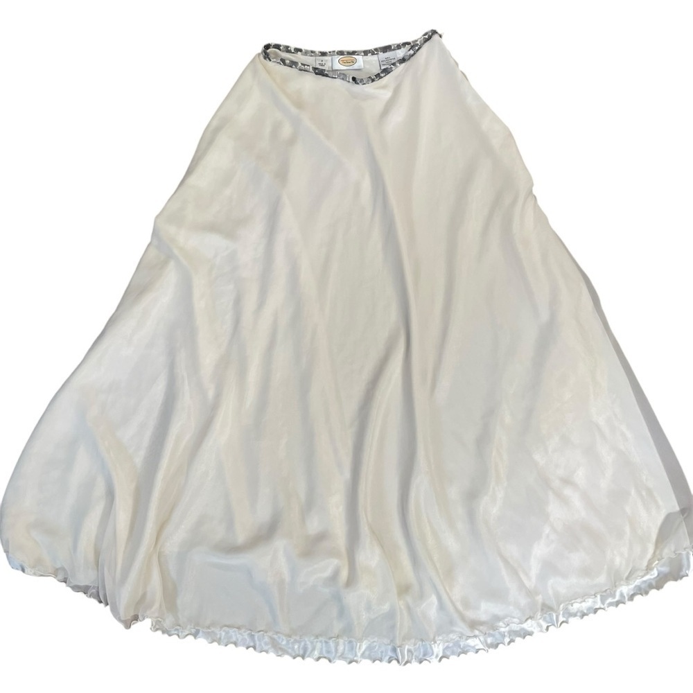 VTG Talbots Full Length Ivory Sheer Skirt Sz 2